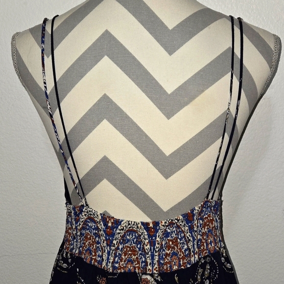 Ganji LA Blue Boho Maxi Dress with Paisley Print and Spaghetti Straps Size Large - Picture 8 of 11